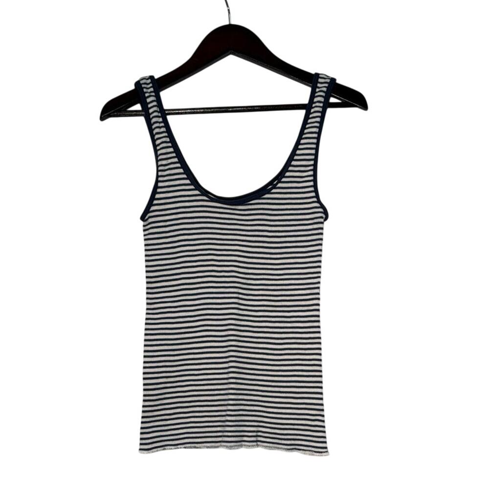 Brandy Melville Tank Top OS Blue White Striped Summer Casual Coastal Cowgirl